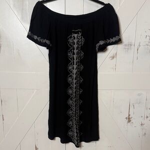 Exist Black Off Shoulder Embroidered Dress